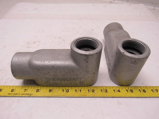 OZ Gedney LB47 1-1/4" Type LB Conduit Body W/O Cover Lot of 2