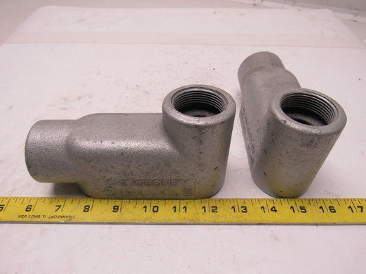 OZ Gedney LB47 1-1/4" Type LB Conduit Body W/O Cover Lot of 2