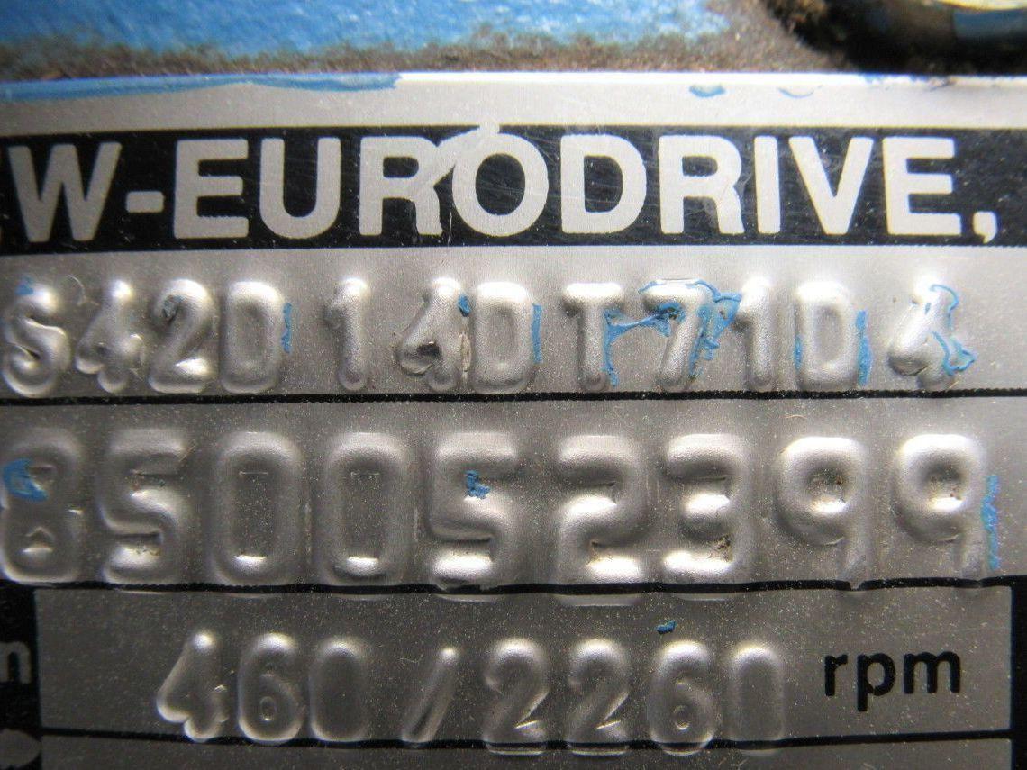 Sew-Eurodrive S42D14DT71D4 Worm Gear Box Speed Reducer 43.35:1 Ratio