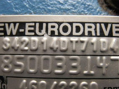 SEW-EURODRIVE S42D14DT71D4 Worm Gear Box Speed Reducer 29.70:1 Ratio