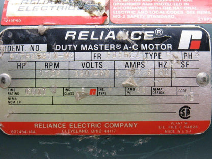 Reliance Electric B77R4981N-WS 3PH 208-230/460V 1725RPM Motor
