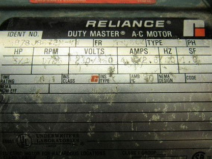 Reliance Electric B78J8672M-VW 3/4HP 230/460V 1750RPM Hazardous Electric Motor