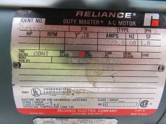 Reliance Electric B79J3055M-WY 1HP 3PH 230/460V 1730RPM Hazardous Motor
