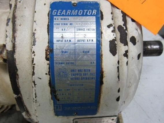 Louis Allis 8P16/495 1HP 1735 RPM 6.2:1 Ratio 280 Output RPM Electric Gearmotor