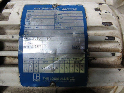 Louis Allis 8P16/495 1HP 1735 RPM 6.2:1 Ratio 280 Output RPM Electric Gearmotor