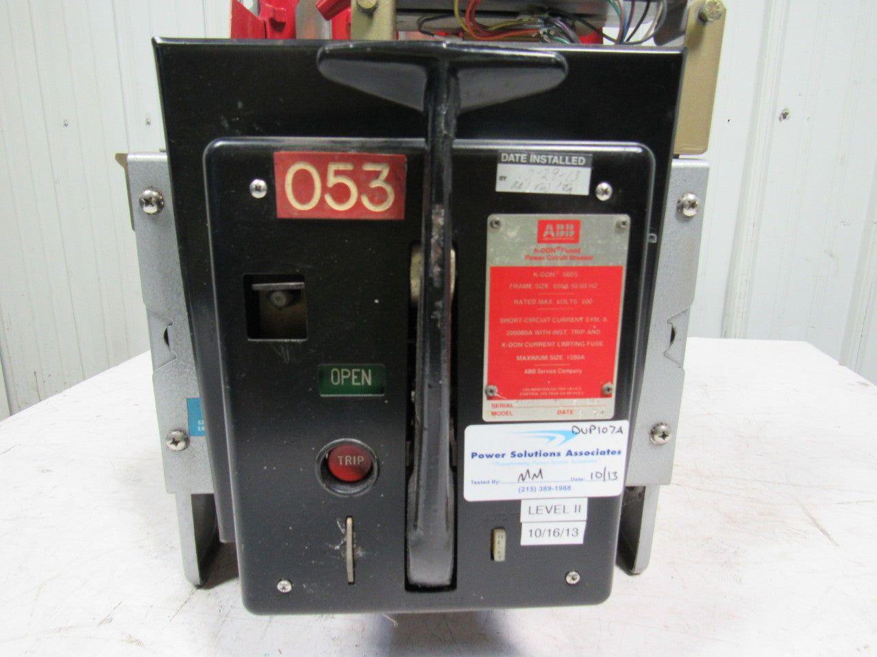ABB Fused Circuit Breaker 1200A Max W/ABB 609902-T502 Solid State Trip Type SS