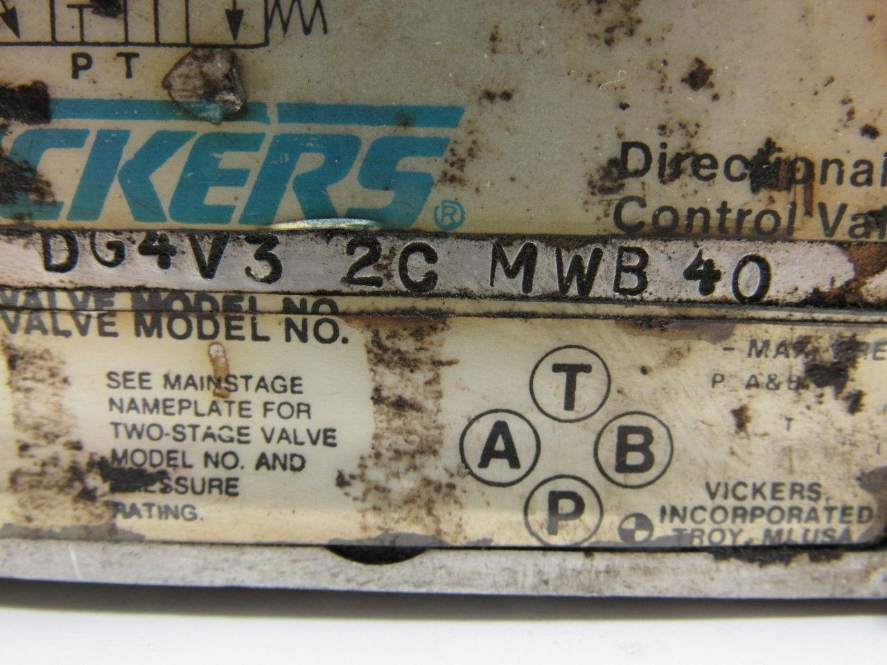 Vickers DG4V-3-2C-M-W-B-40 Solenoid Pilot Valve