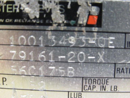 Reliance Electric 10013493-QE Gearbox Speed Reducer 10:1 Ratio 471in-lbs. Torque