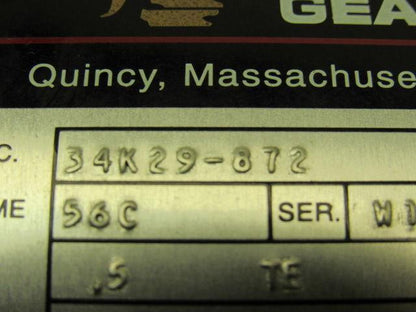 Boston Gear 34K29-872 10:1 Ratio 1/2HP 3PH 208-230/460V Gearmotor