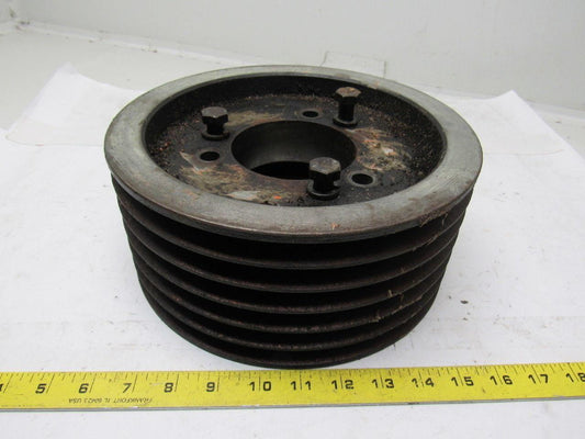 6 Groove 5L B Belt Tapered Bushing Pulley Sheave 10-1/4" OD X 4-1/2" Wide