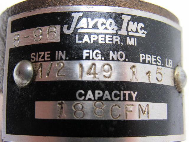 Jayco Inc. 149 Pneumatic Air Pressure Relief Valve 1/2" X 115lb. X 188CFM