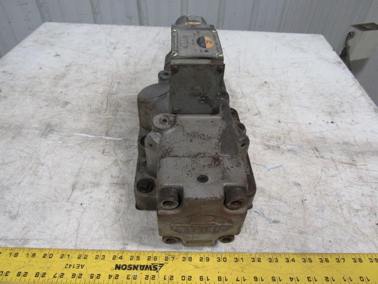 Racine L-30507 3000 PSI 4 Way Hydraulic Solenoid Control Valve 115V Coil