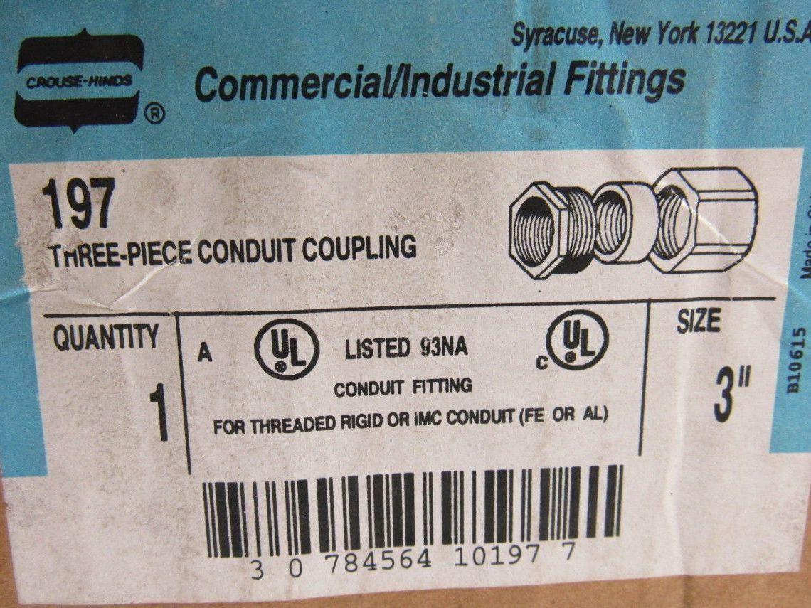 Crouse Hinds 197 3" Threaded Rigid IMC Conduit 3 Piece Coupling Lot Of 2