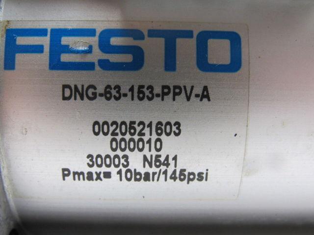 Festo DNG-63-153-PPV-A Pneumatic Cylinder 6" Stroke 20mm Rod 145 PSI