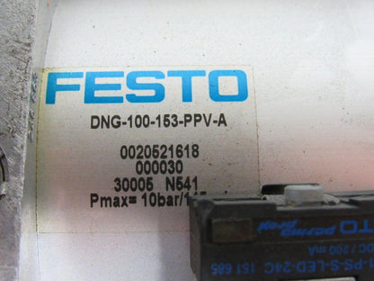 Festo DNG-100-153-PPV-A Pneumatic Cylinder 1" Rod 6" Stroke Dbl Action M20 Rod