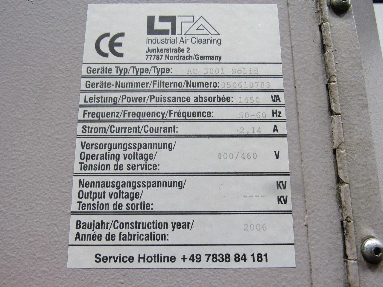 LTA Industrial Air Cleaning AC 3001 Solid Compact Oil & Emulsion Mist Filter