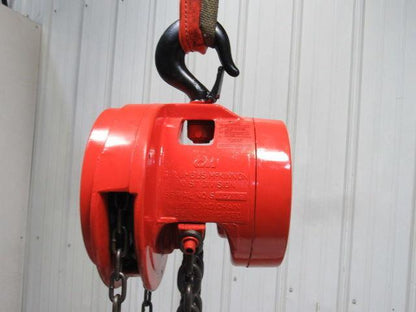 CM Model S 1-1/2 Ton Manual Chain Fall Hoist 8' Lift w/Load Limiter Tested