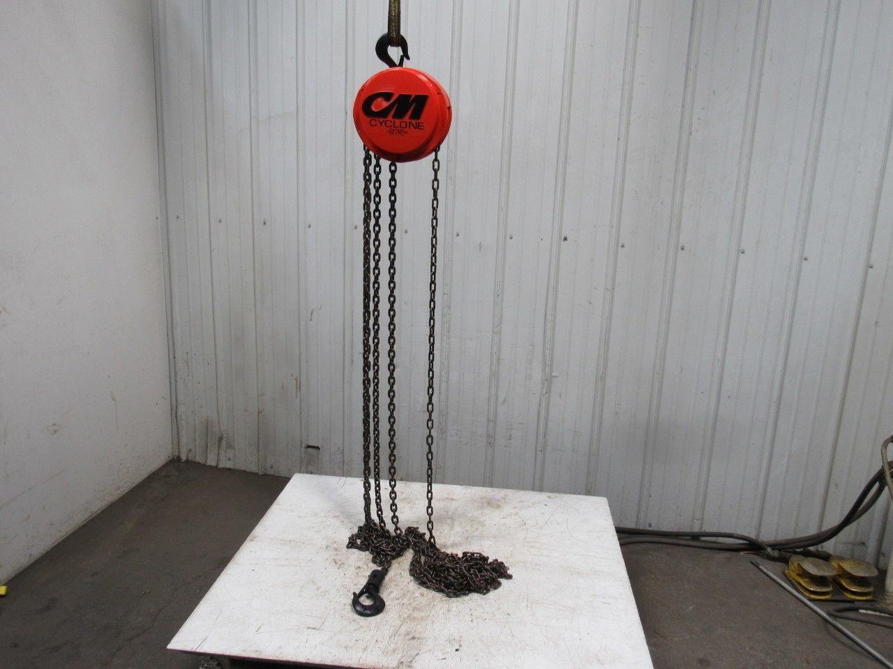 CM Cyclone Model S 1 Ton Manual Chain Fall Hoist 19' Lift w/Load Limiter Tested