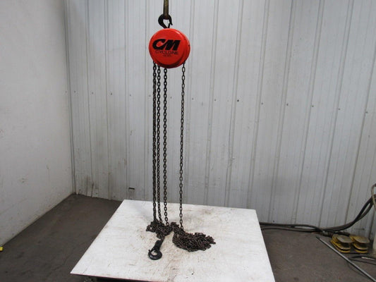 CM Cyclone Model S 1 Ton Manual Chain Fall Hoist 19' Lift w/Load Limiter Tested