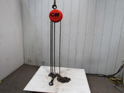 CM Cyclone Model S 1 Ton Manual Chain Fall Hoist 19' Lift w/Load Limiter Tested