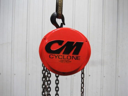 CM Cyclone Model S 1 Ton Manual Chain Fall Hoist 19' Lift w/Load Limiter Tested