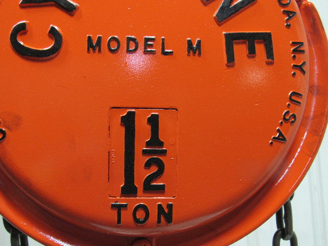 CM Cyclone Model M 1-1/2 Ton Manual Chain Fall Hoist 11' 4" Lift Load Tested