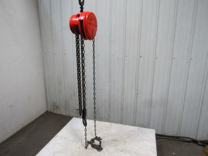 CM Cyclone Model M 1 Ton Manual Chain Fall Hoist 8' Lift w/Load Limiter Tested