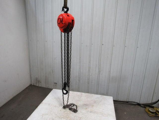 CM Cyclone Model M 1 Ton Manual Chain Fall Hoist 8' Lift w/Load Limiter Tested