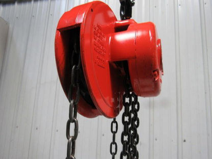 CM Cyclone Model M 1 Ton Manual Chain Fall Hoist 8' Lift w/Load Limiter Tested