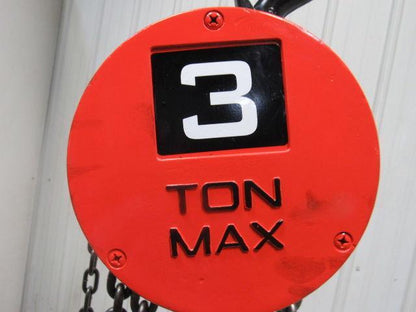 CM Cyclone Model S 3 Ton Manual Chain Fall Hoist 4'4" Lift w/Load Limiter Tested