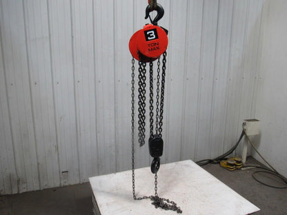 CM Cyclone Model S 3 Ton Manual Chain Fall Hoist 4'4" Lift w/Load Limiter Tested