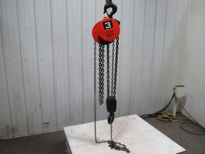 CM Cyclone Model S 3 Ton Manual Chain Fall Hoist 4'4" Lift w/Load Limiter Tested