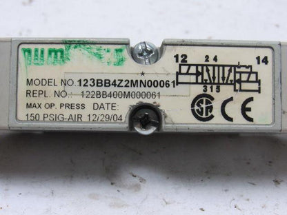 Numatics 123BB4Z2MN00061 4/2 Way 150 PSIG 24VDC Piloted Solenoid Valve