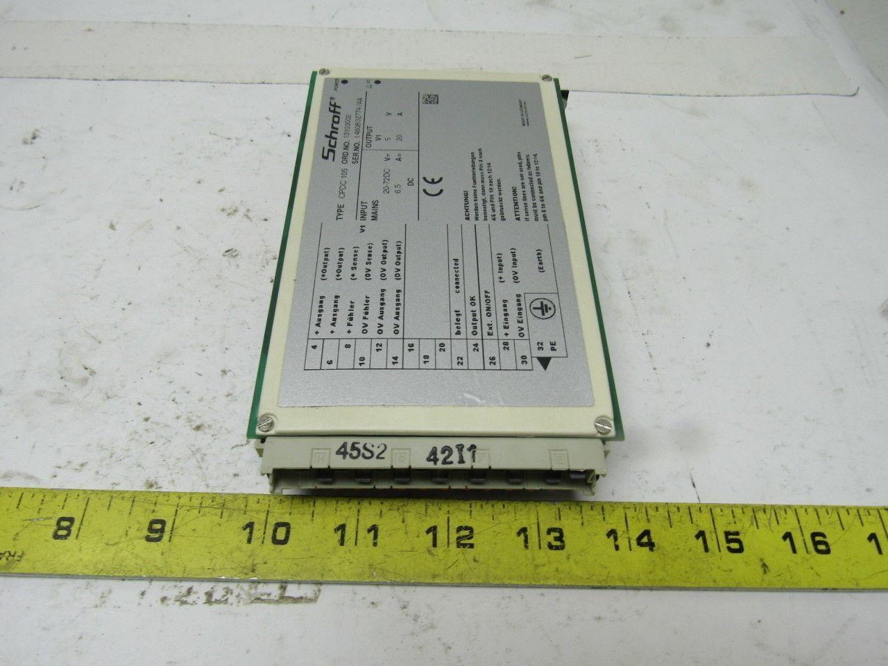 Schroff Pentair CPDC 105 DC/DC Wandler 20-72 VDC Input 5VDC Output Power Supply