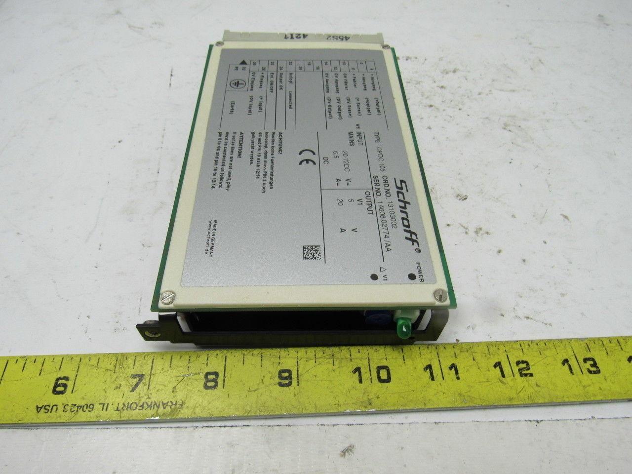 Schroff Pentair CPDC 105 DC/DC Wandler 20-72 VDC Input 5VDC Output Power Supply