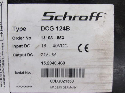 Schroff Pentair DCG 124B 18-40VDC Input~24VDC Power Supply