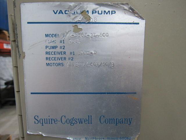 Squire Cogswell Atm-5565-3D-60G 3Hp Vacuum Pump Gast 5565-V4 125Gal Tank 3Ph