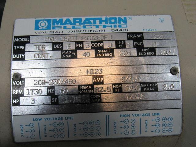 Squire Cogswell Atm-5565-3D-60G 3Hp Vacuum Pump Gast 5565-V4 125Gal Tank 3Ph