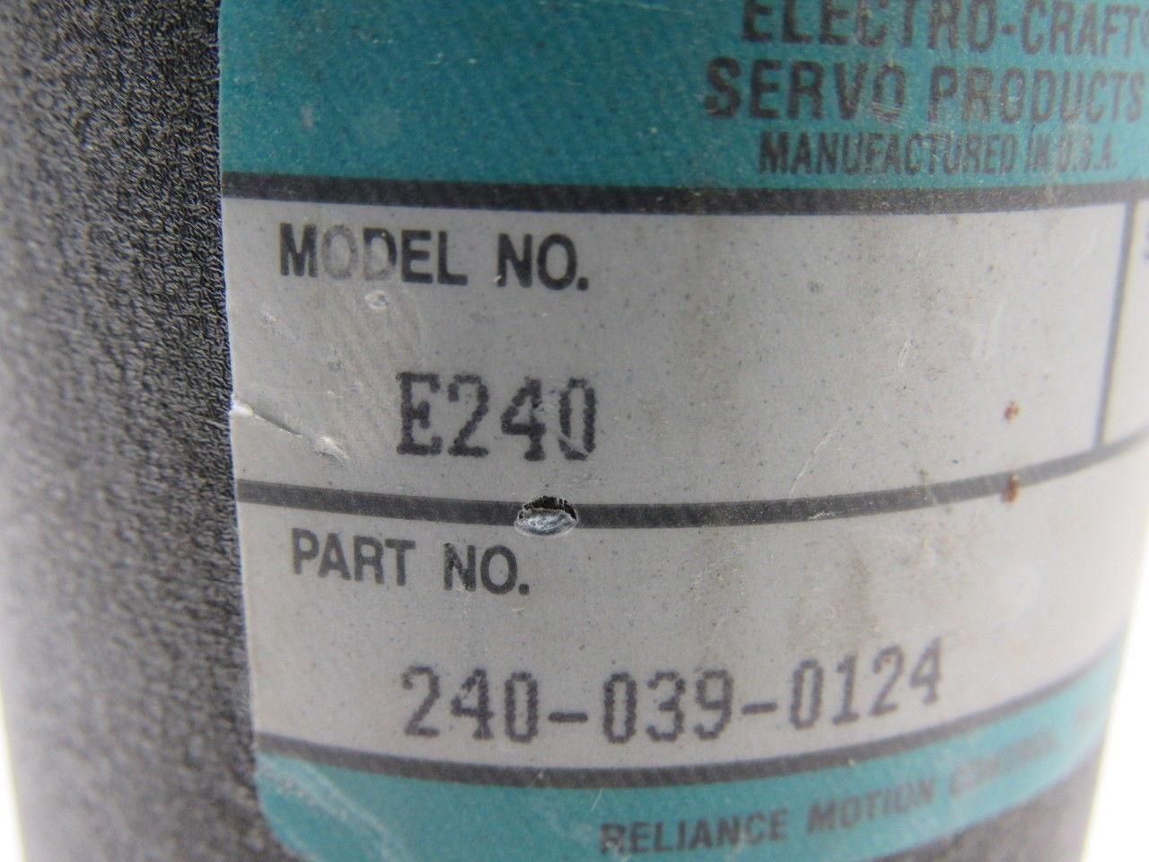 Electro-Craft 240-039-0124 E240 REV C Permanent Magnet DC Servo Motor 1/4" Shaft