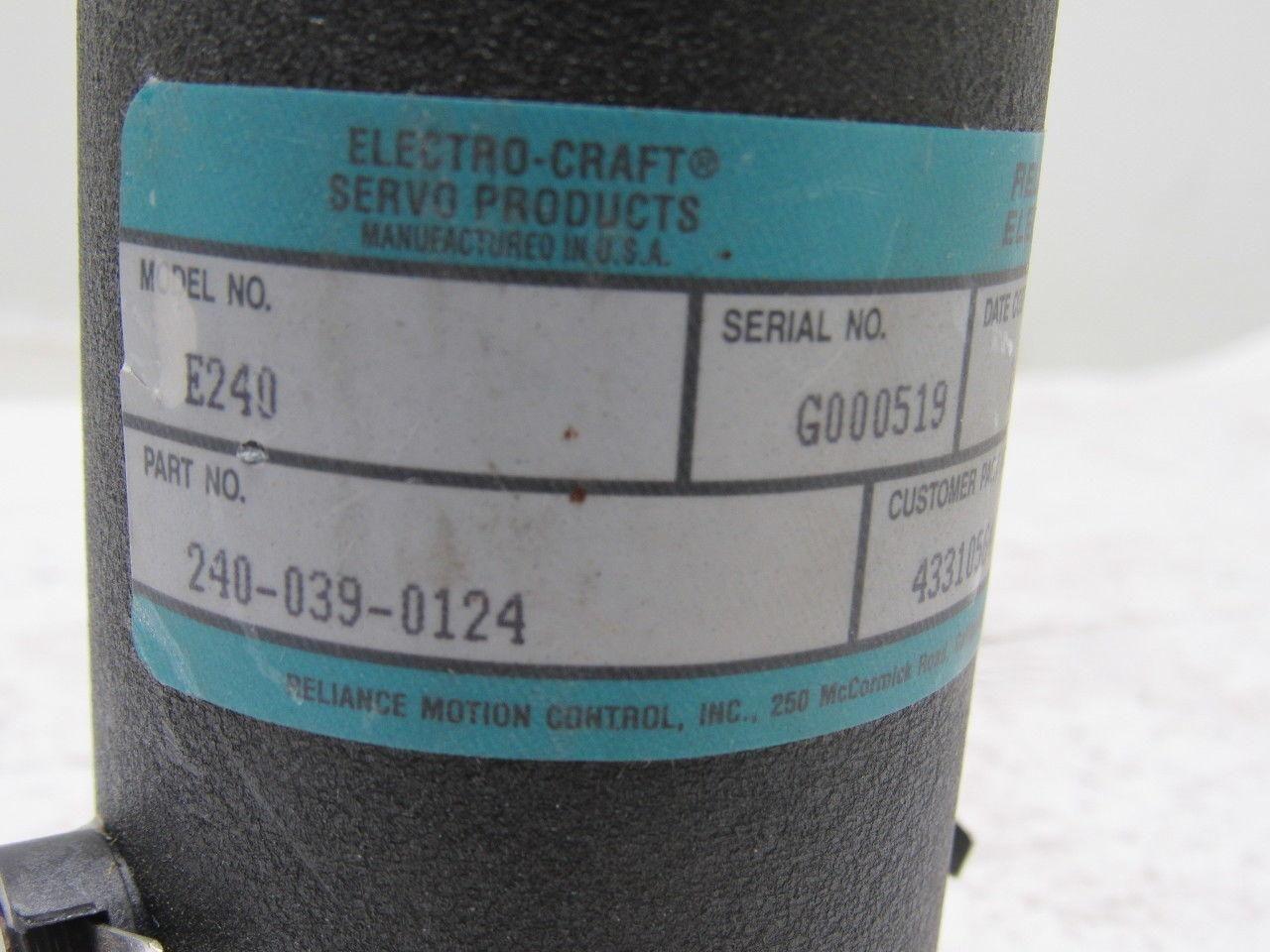 Electro-Craft 240-039-0124 E240 REV C Permanent Magnet DC Servo Motor 1/4" Shaft
