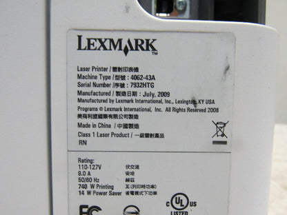 Lexmark Unisys 4062-43A Class 1 Laser Printer 110-127V 50/60Hz.