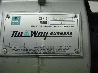 Nu-Way NA-8932 FM Series .55 GPH  Furnace Fuel Burner Ignitor 110V Blower