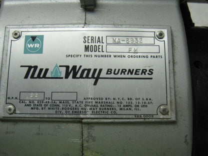 Nu-Way NA-8932 FM Series .55 GPH  Furnace Fuel Burner Ignitor 110V Blower