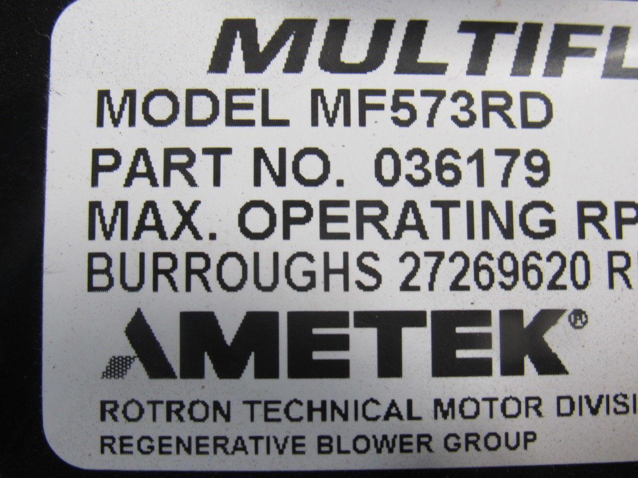 Ametek 036179 MF573RD Remote Drive (Motorless)Blower Assembly Clockwise Rotation