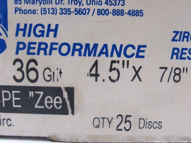 ARC Zirconia Alumina Resin Fiber Sanding Disc 4.5"x7/8" 36 & 80 Grit Lot of 75