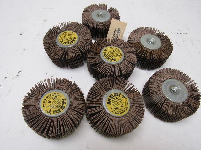 Merit 2458135 Flap Wheel Aluminum Oxide 2-1/2x1x1/4-20 Shank 80 Grit Lot of 7