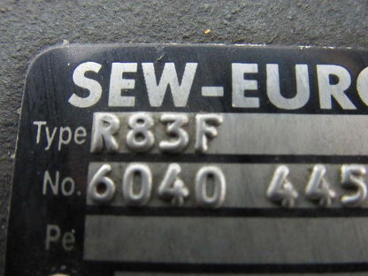 SEW-EURODRIVE R83F In-Line Gear Motor Speed Reducer 121.12:1 Ratio