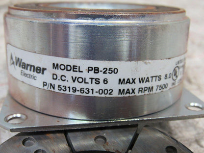 Warner 5319-631-002 Model PB-250 6 V DC Flange Mount Brake 3/8" Bore