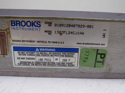 Brooks Instruments 1307FL24CJ1AA Vertical Read Flow Meter Gpm 0-10 Water 100 PSI