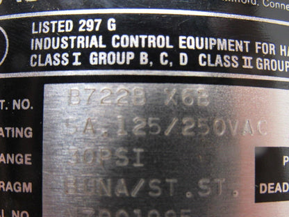 Ashcroft B722B X6B 30-500PSI 5A 125/250V Hazardous Location Pressure Switch